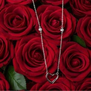 Elegant Sterling Silver open Heart Necklace